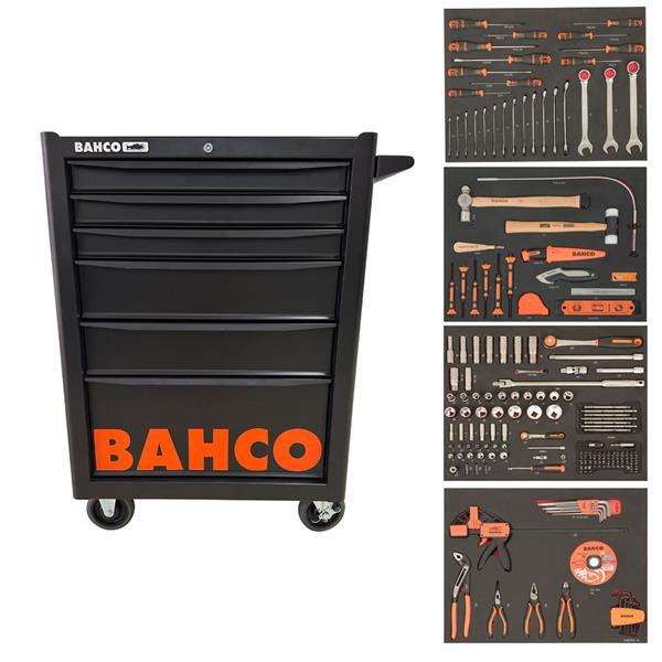 BAHCO 1470K6BKFFSDR 26 Heavy Duty Trolley with Tools.198 Piece Kit