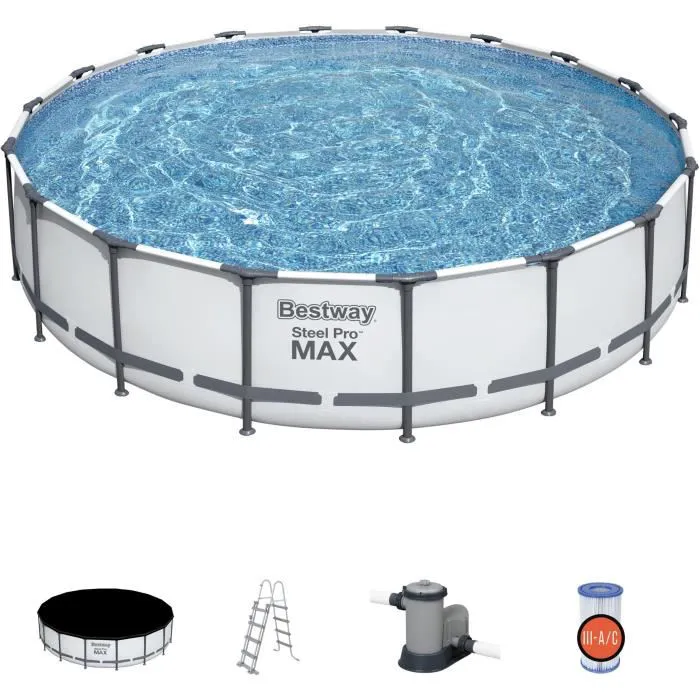 BESTWAY Steel Pro Max™ Above Ground Tubular Pool Kit - 549 x 122 cm - Round (With cartridge filter. cover and ladder)