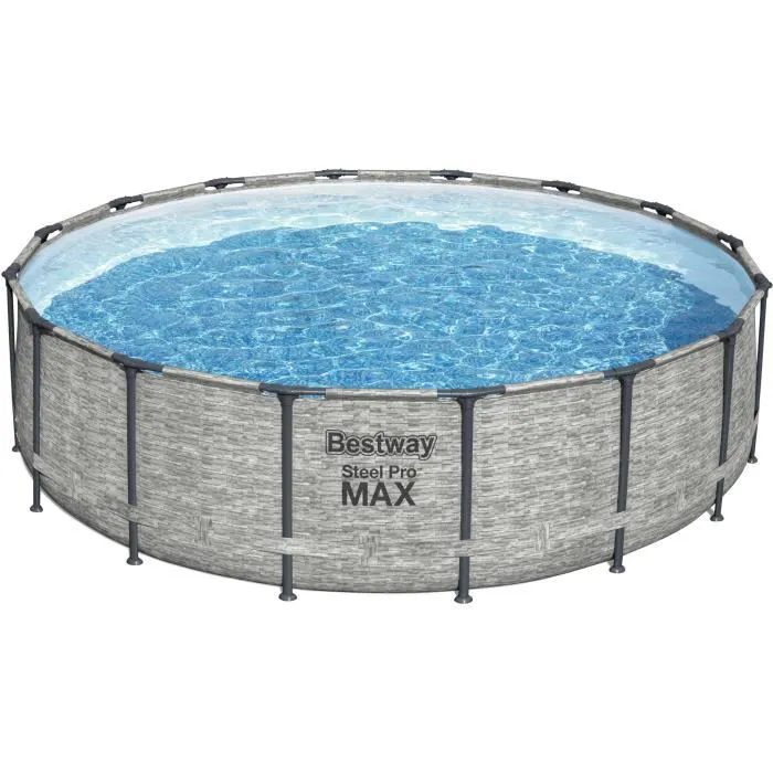 BESTWAY Above Ground Tubular Pool Kit - Steel Pro Max™ - 488 x 122 cm - Round (Comes with filtration pump. ladder and cover)
