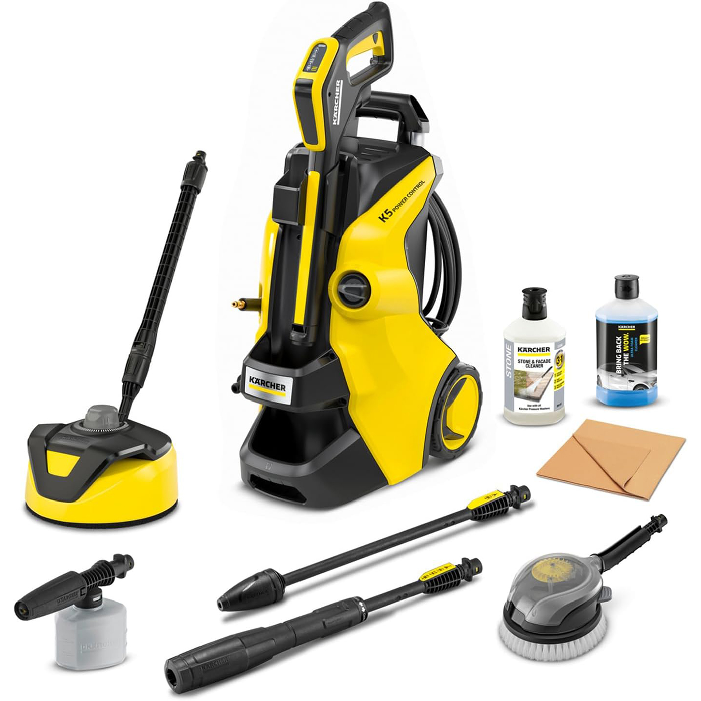 Kärcher K 5 Power Control Car & Home Pressure Washer. pressure: max. 145 bar. flow rate: 500 l/h. area: 40 m²/h. water filter. 13 kg. high-pressure gun. dirt blaster. spray lance. Home Kit. Car Kit