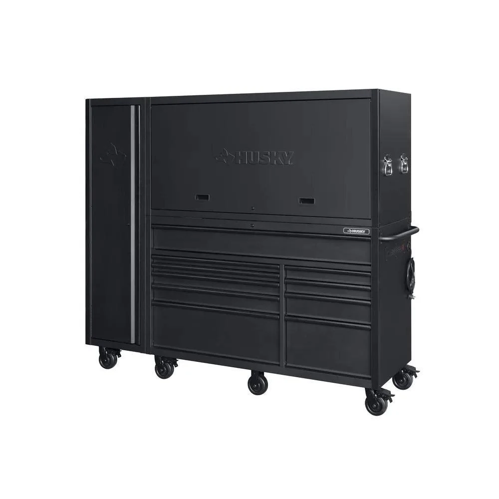 80 in. W 10-Drawer. Deep Combination Tool Chest and Rolling Cabinet Set in Matte Black (3-Piece)