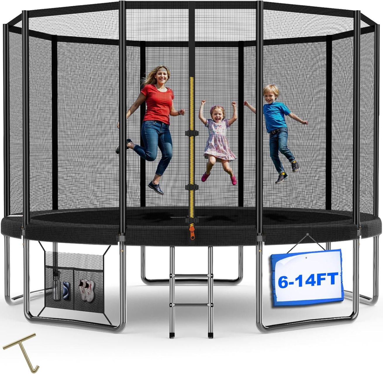 Devoko trampoline outdoor Ø 366 cm indoor trampoline children's garden trampoline. complete set with shoe net. ladder. edge cover. safety net. load capacity 150 kg