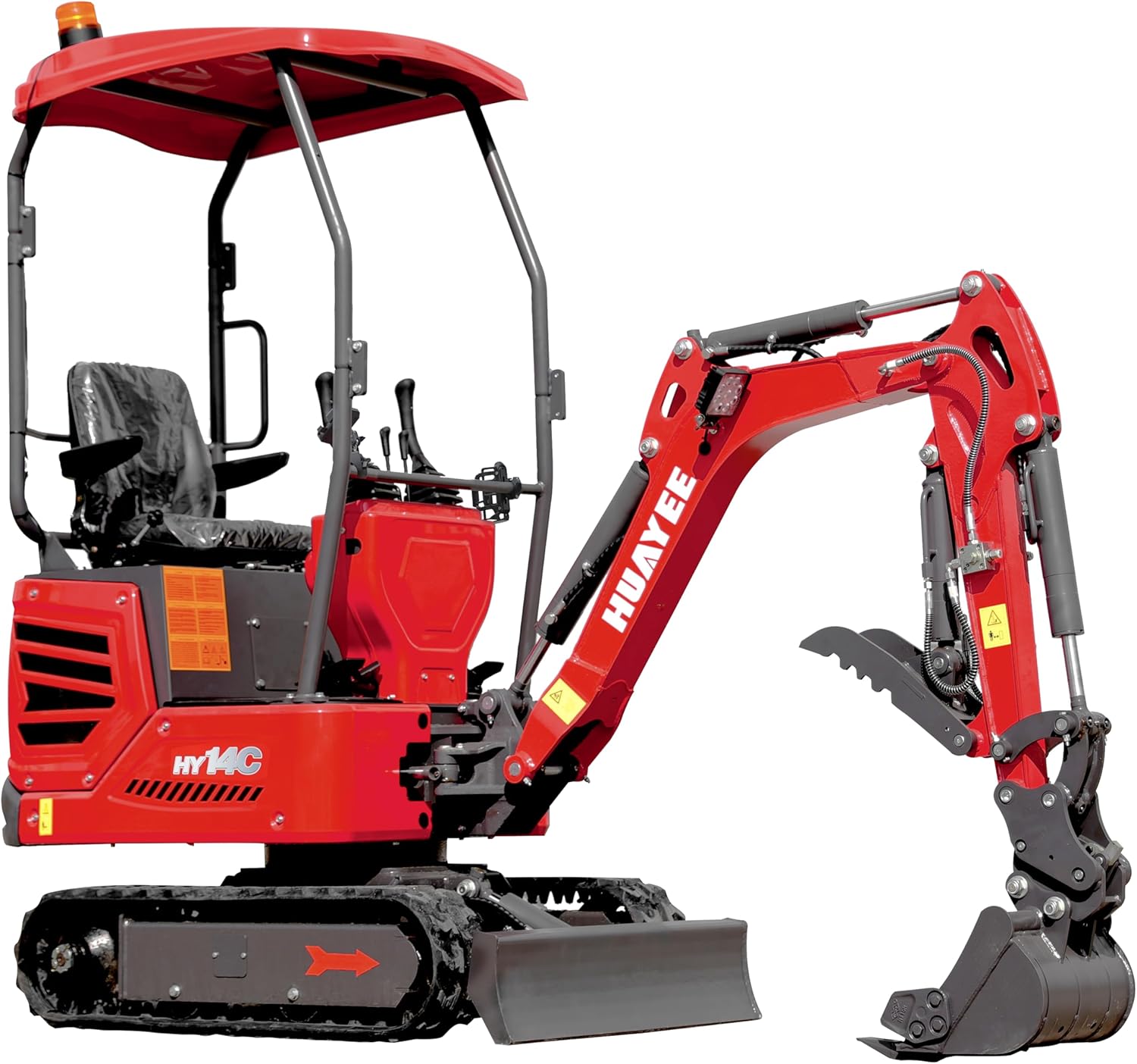HY14C 1.4 Ton Mini Excavator w/Side Swing Boom. Semi-Auto Quick Coupler & Hydraulic Thumb for Tight Space Construction. Landscaping. Farming 13.5HP B&S Engine. Includes delivery & unloading services