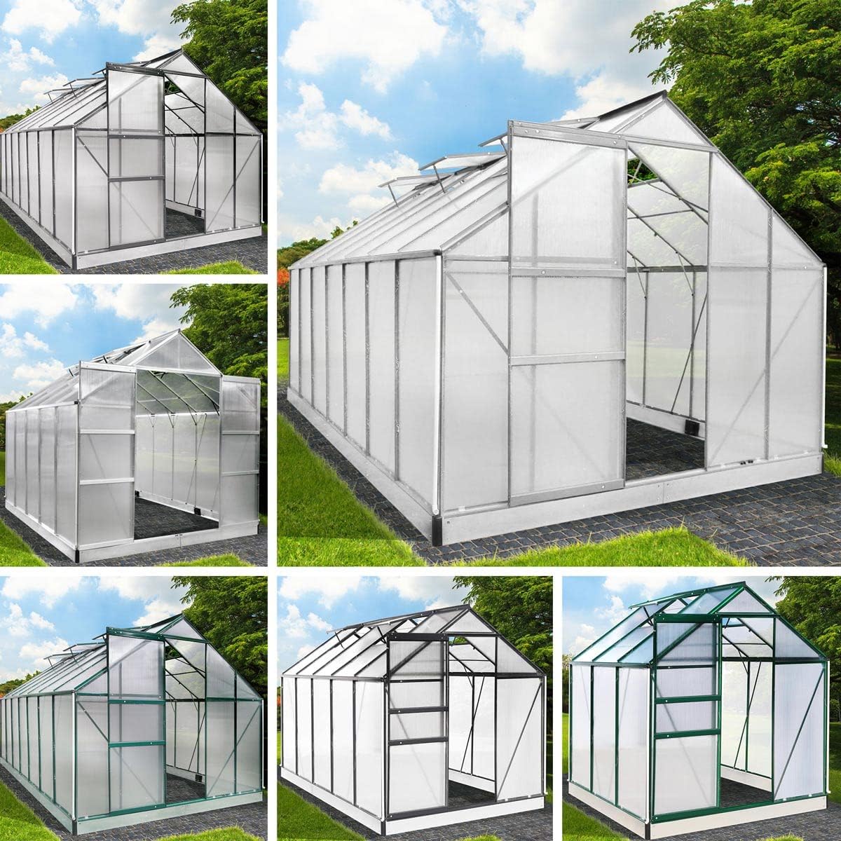 BRAST Aluminium Greenhouse with Base. 250 x 190 x 195 cm. TÜV Tested. 6 mm Hollow Chamber Panels Rustproof. Weatherproof. Temperature-Resistant