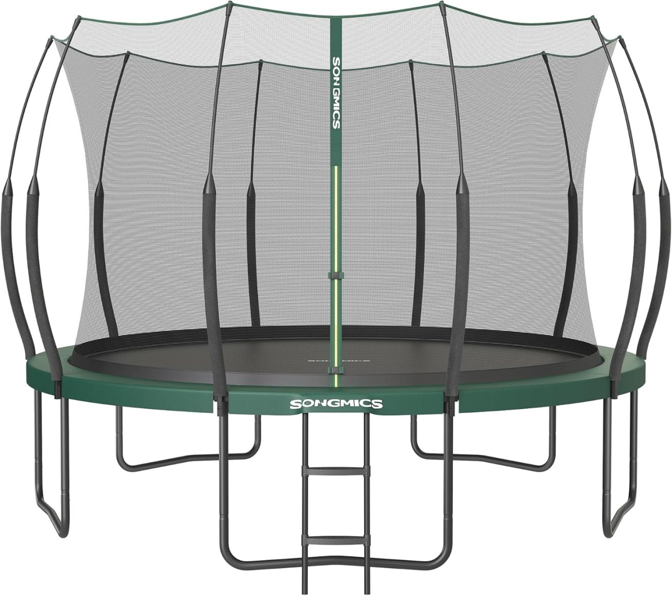 SONGMICS Springless Trampoline Ø 366 cm. Outdoor Trampoline for Children. Elastic Ropes. Safety Net with Zipper. Fiberglass Poles. Safe. Quiet