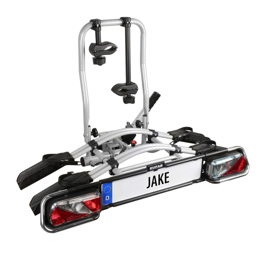 EUFAB Jake 11510 Bicycle Carrier. Suitable for E-Bike. Partially Pre-Assembled. Expandable. Anti-Theft Protection. for 2 Bikes. for Trailer Coupling