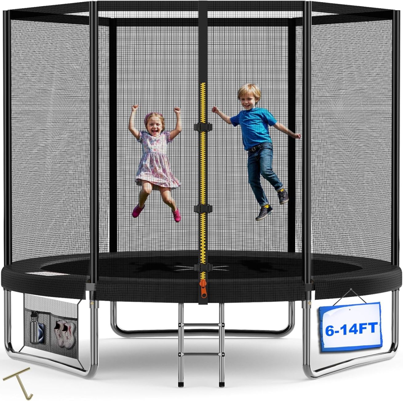 Devoko trampoline outdoor Ø 228 cm indoor trampoline children's garden trampoline. complete set with shoe net. ladder. edge cover. safety net. load capacity 150 kg