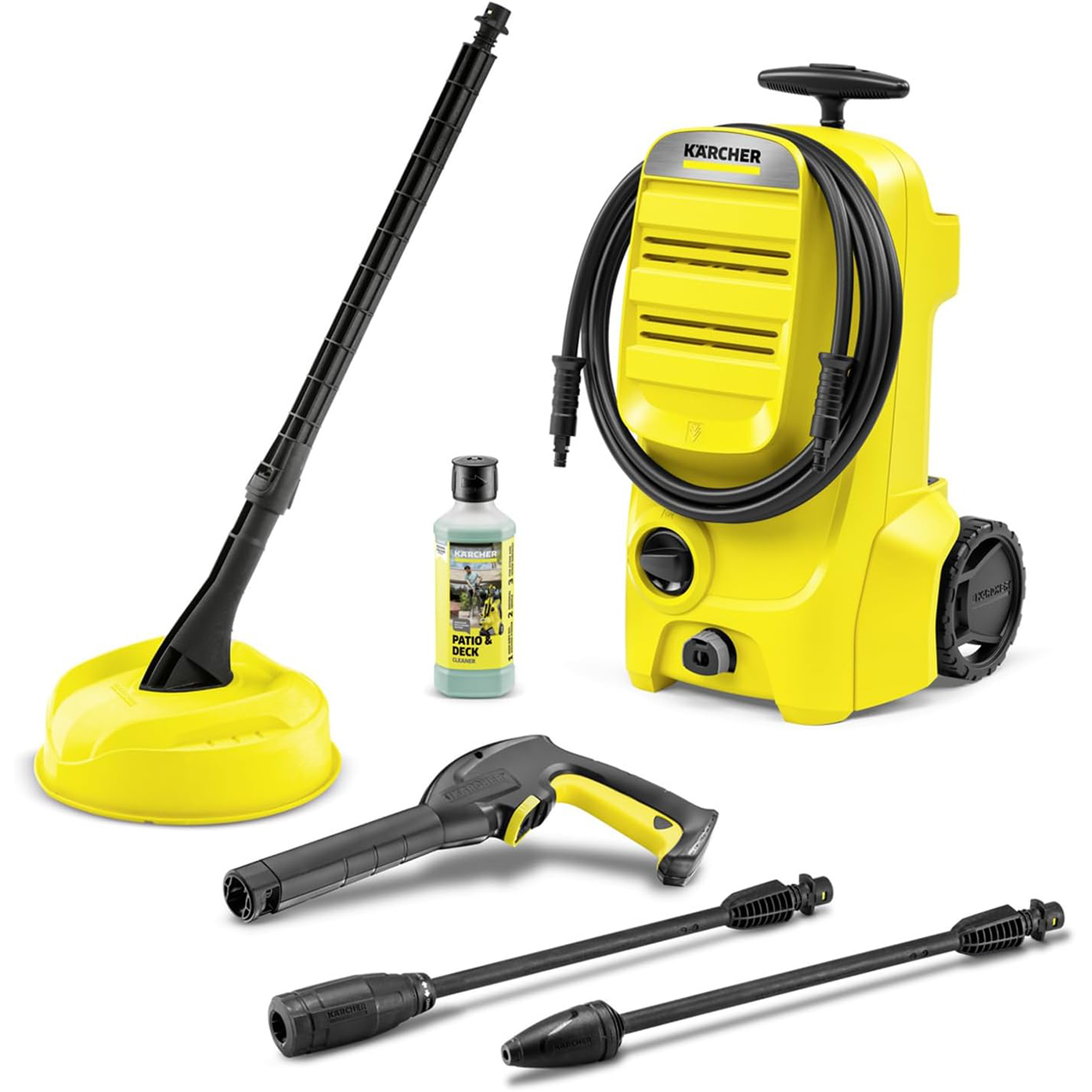 Kärcher K 3 Classic Home Pressure Washer. Pressure: max. 120 bar. Flow Rate: 380 l/h. Area: 25 m²/h. Water Filter. Weight: 4.2 kg. high-Pressure Hose and Gun. Dirt Blaster. Spray Lance. Home Kit