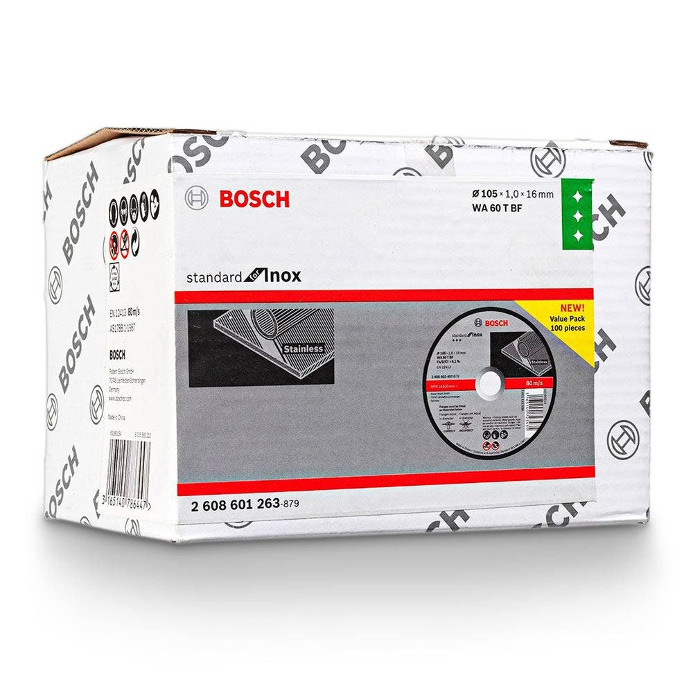 BOSCH 105 x 1.0mm Steel & Stainless Cut Off Disc - STANDARD for INOX - 100 Piece