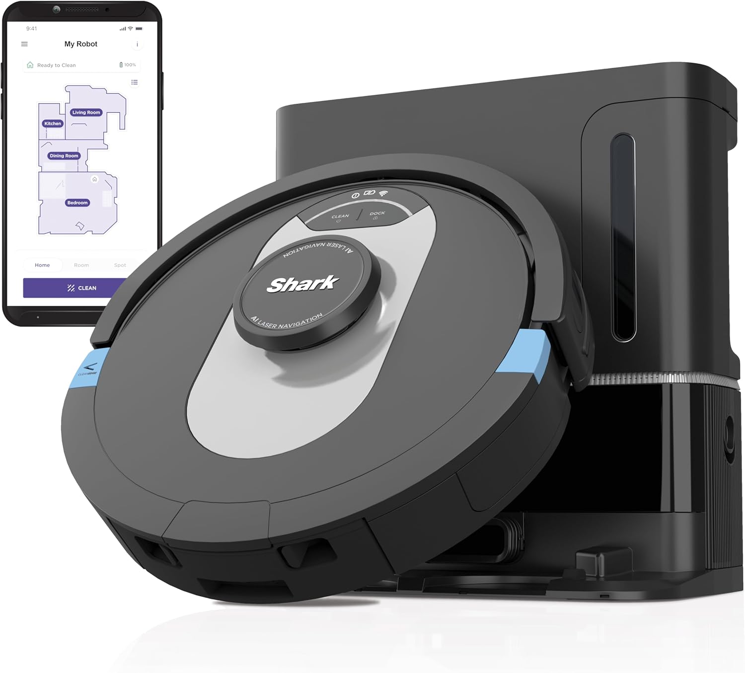 Shark RV2502AE AI Ultra Robot Vacuum with XL HEPA Self-Empty Base. Bagless. 60-Day Capacity. LIDAR Navigation. Smart Home Mapping. UltraClean. Perfect for Pet Hair. Compatible with Alexa. Black