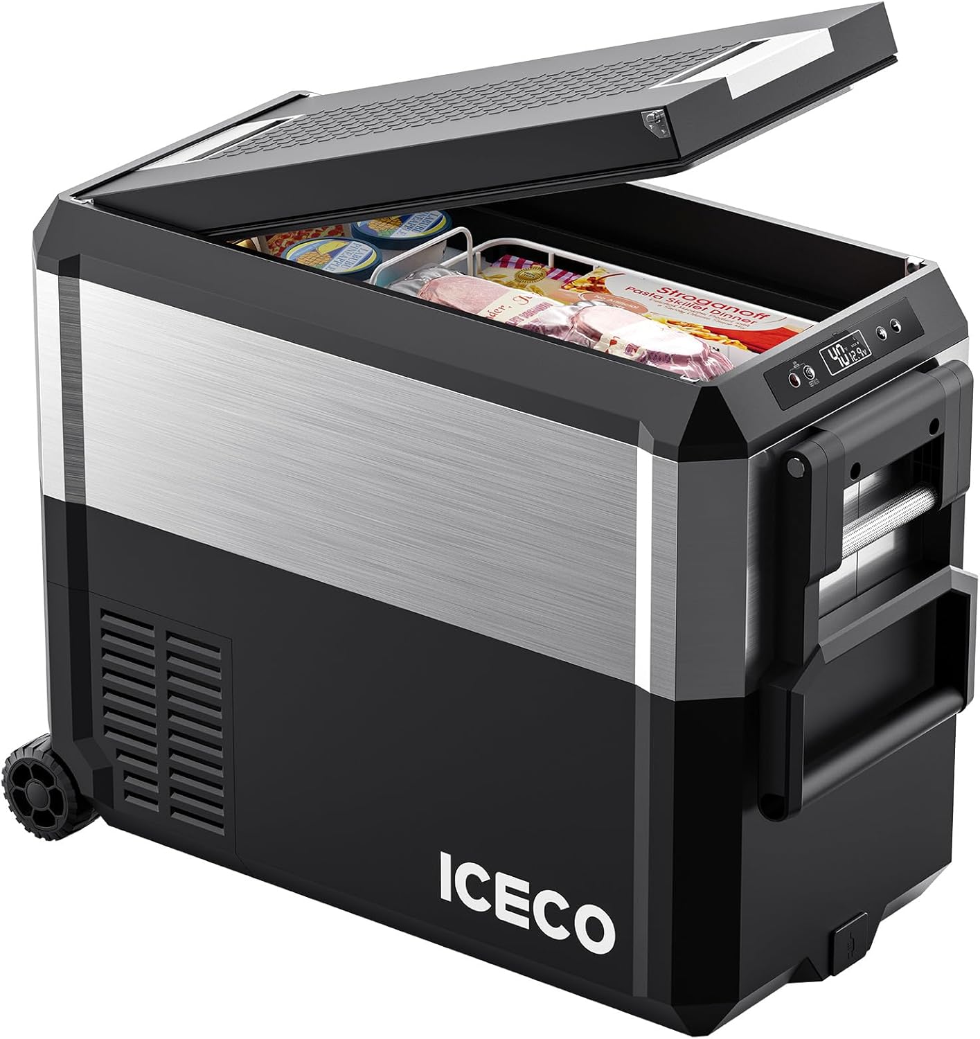 ICECO JP50 Pro Portable Refrigerator.12Volt Car Fridge Freezer. Compact Refrigerator with Secop Compressor. for Outdoor. Camping 51.7 Quart. -4℉～68℉. DC 12/24V. AC 110/240V. Multi-directional Lid