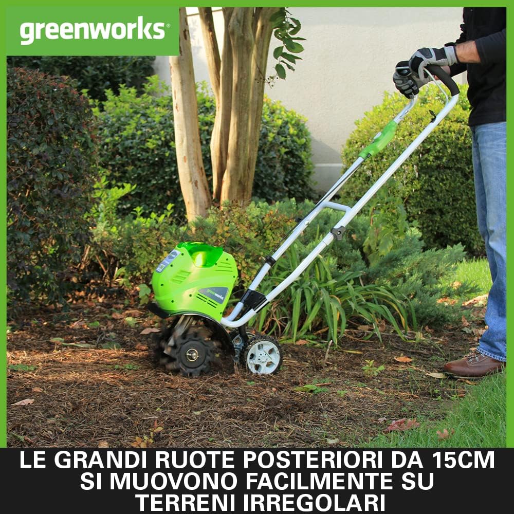 Greenworks G40TL - Battery-powered rotary cultivator. motor hoe with front toothed tiller. working width 25cm. action depth 13cm. WITHOUT 40V battery and charger