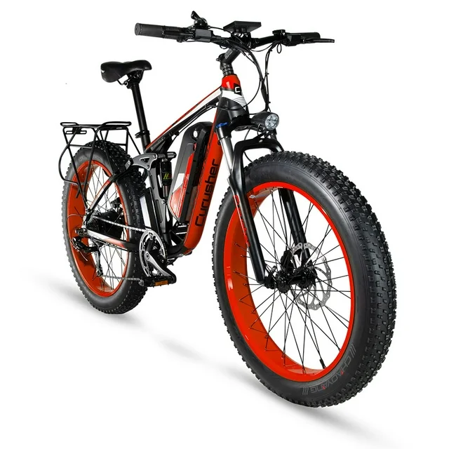 Cyrusher 750W Electric Bicycle Adult Foldable 4.0 Fat Tire Ebike Electric BikevSmart Commuter E-bike Blue LG/Samsung Cell 48V 13ah