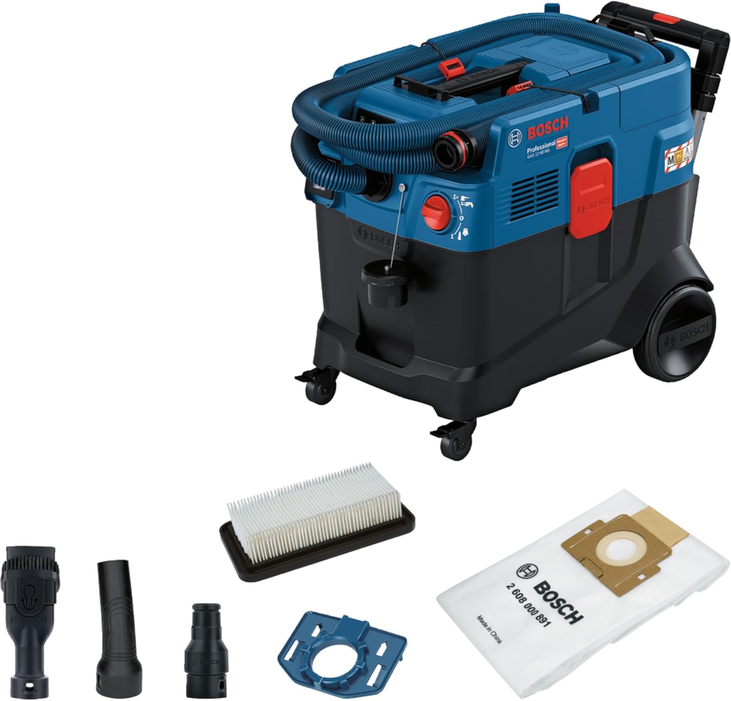 Bosch Professional GAS 12-40 MA Multipurpose Vacuum Cleaner (1200W. Automatic Filter Cleaning System (AFC). Including Main Filter. Hose. PT Adapter. Brush Combi)