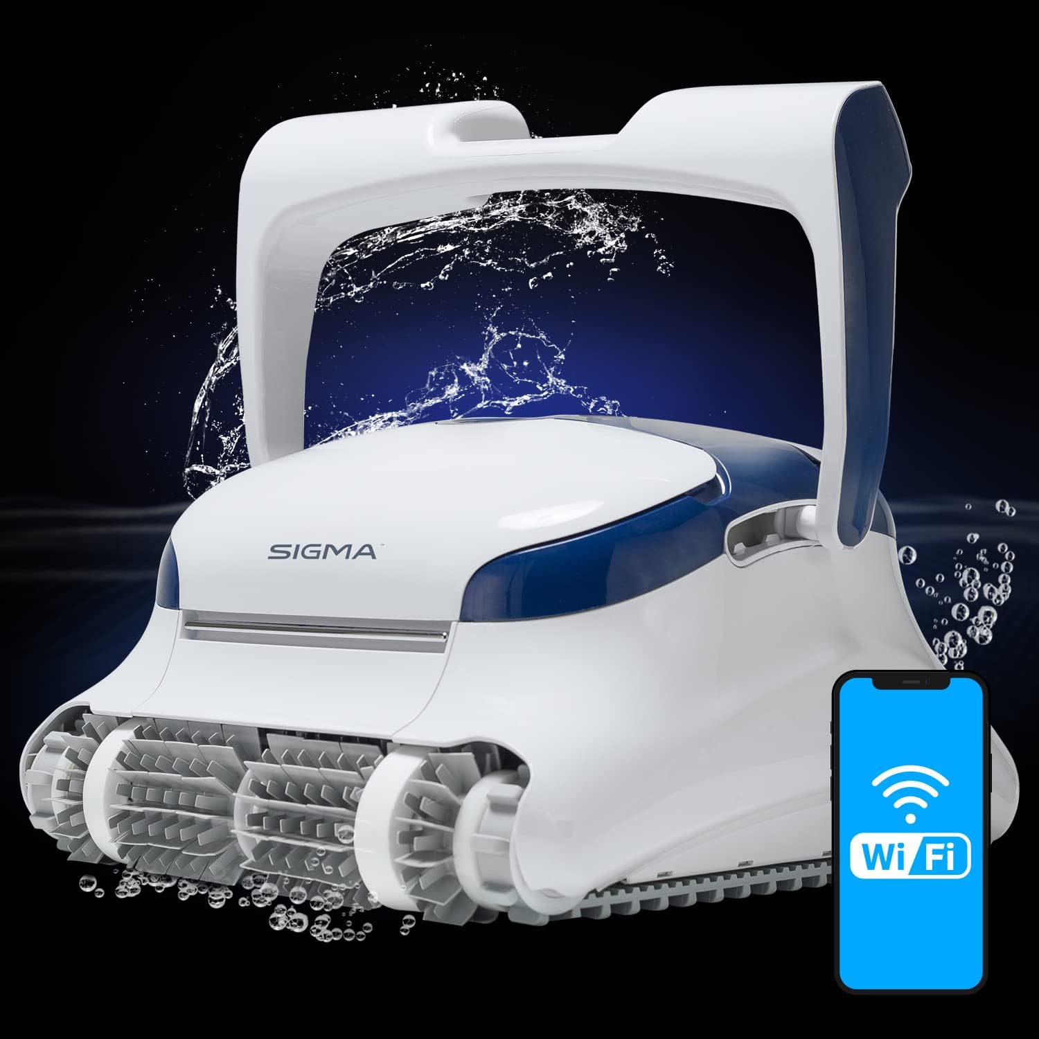 Dolphin Sigma Robotic Pool Cleaner (2025 Model) — Wi-Fi. App. Gyroscope. Weekly Timer. Waterline Cleaning & Massive Top-Loading Ultra-Fine and Standard Filters for In-Ground Swimming Pools up to 50ft