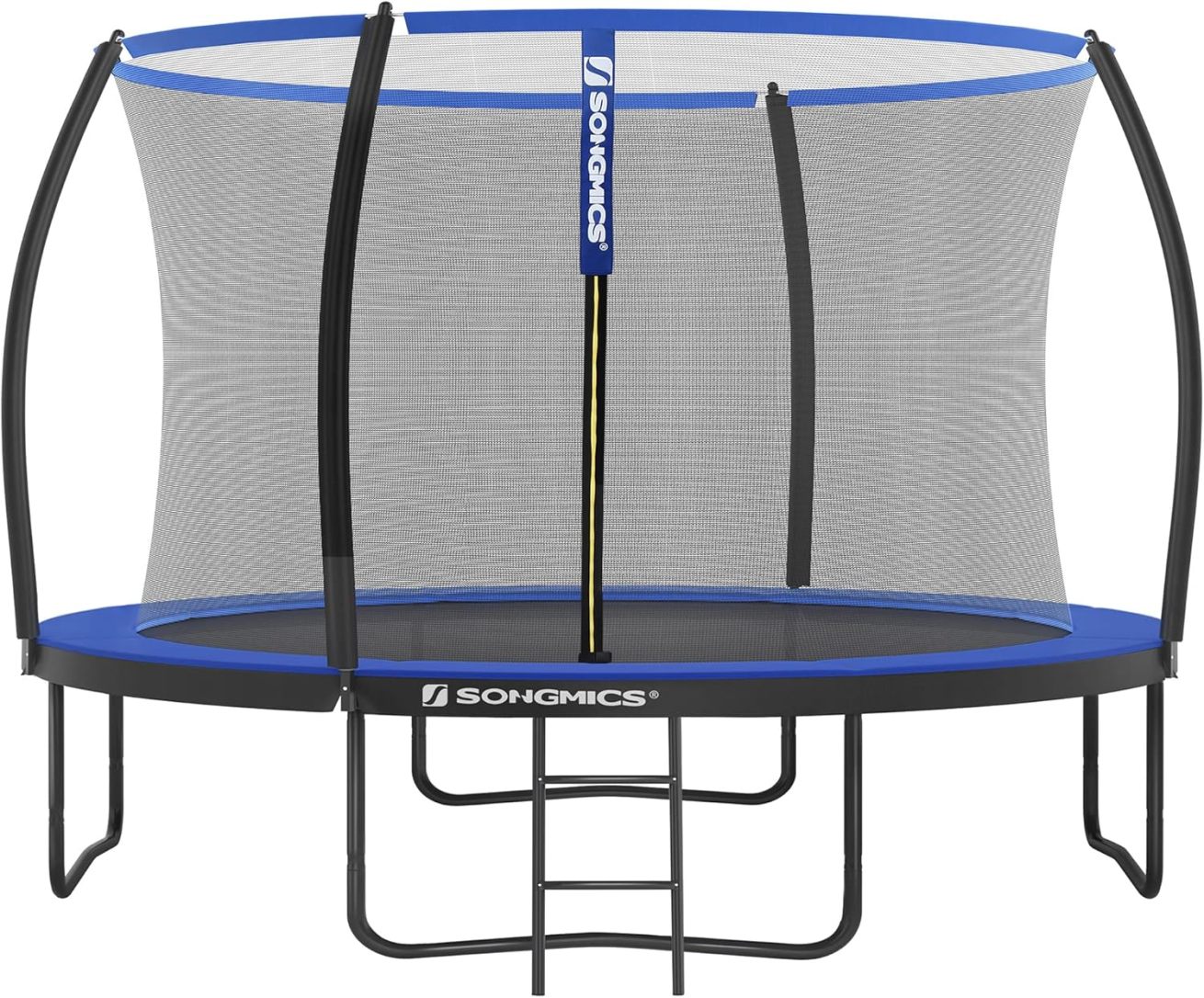 SONGMICS Outdoor Trampoline Ø 366 cm. Round Garden Trampoline for Children with Safety Net. Edge Cover. Ladder and Padded Poles