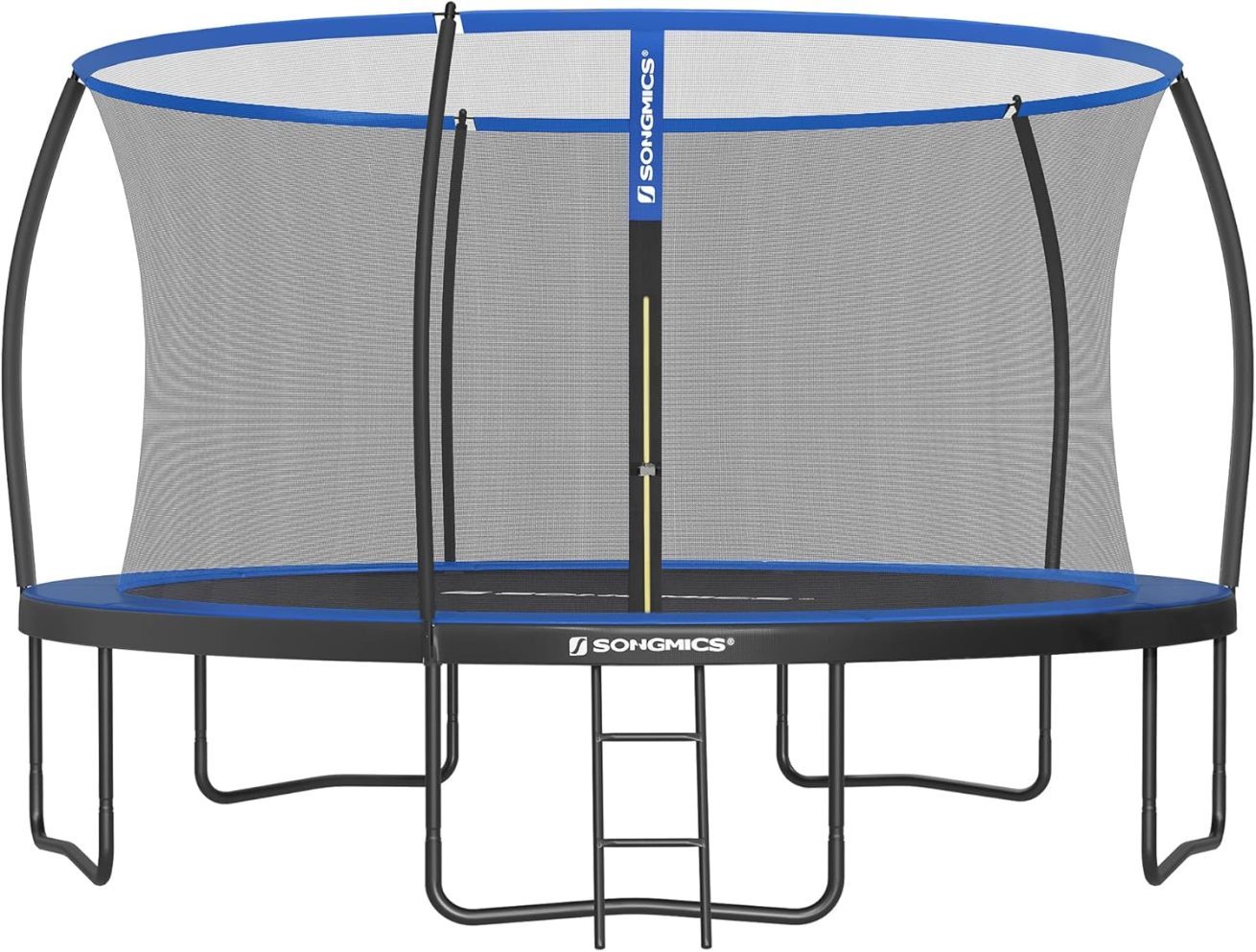 SONGMICS Outdoor Trampoline Ø 427 cm. Round Garden Trampoline for Children with Safety Net. Edge Cover. Ladder and Padded Poles
