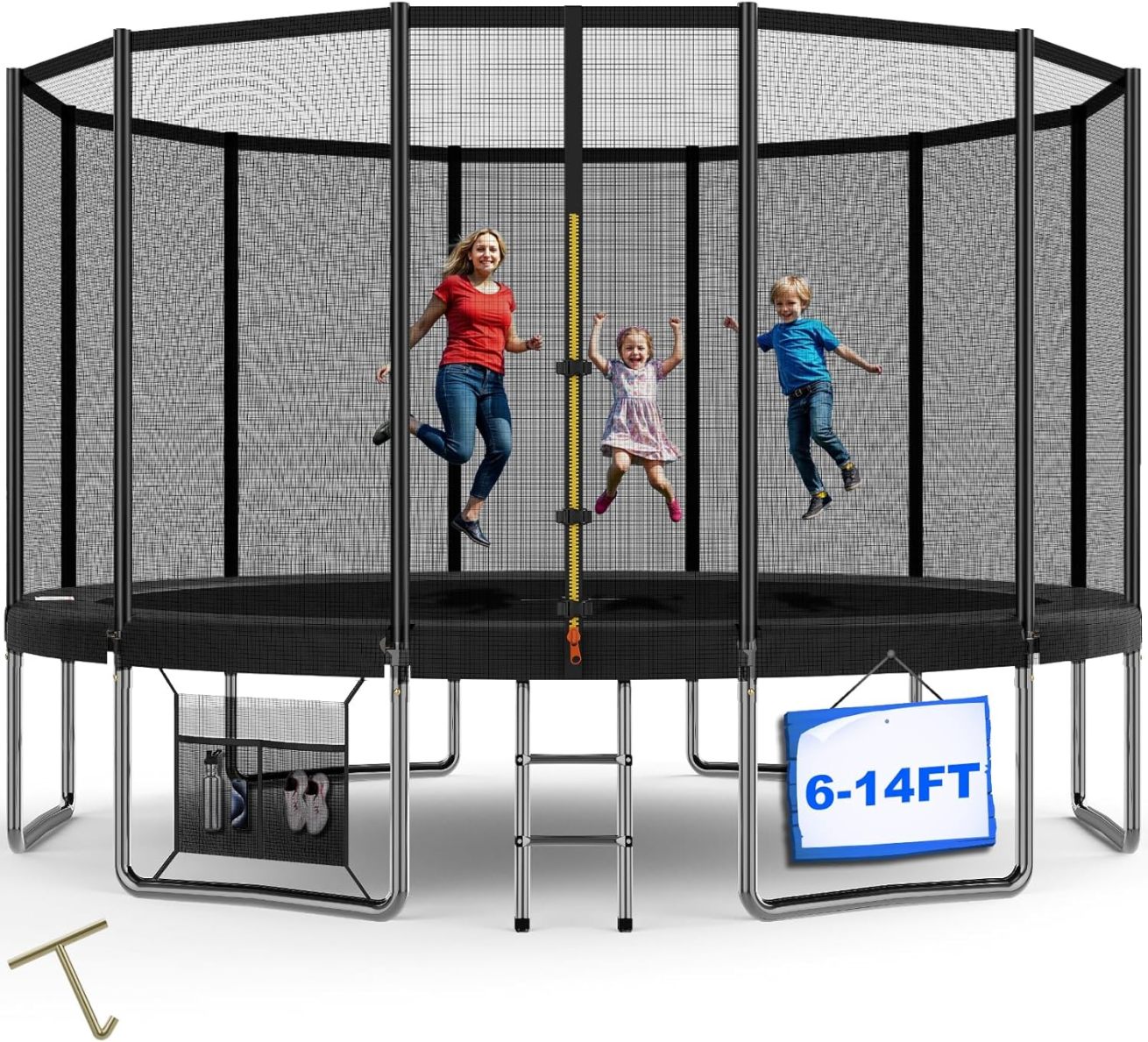 Devoko trampoline outdoor Ø 427 cm indoor trampoline children's garden trampoline. complete set with shoe net. ladder. edge cover. safety net. load capacity 150 kg
