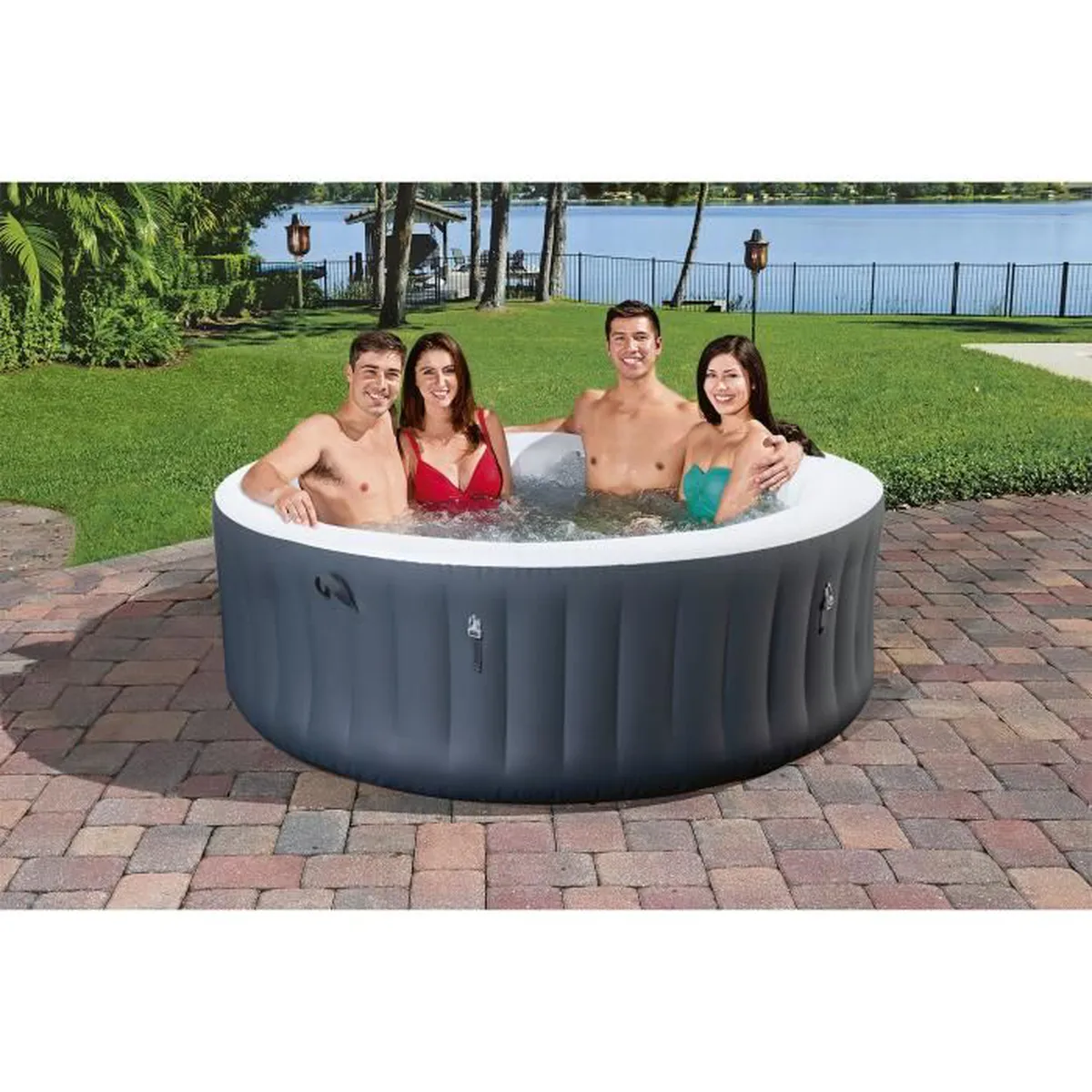 Spa gonflable BESTWAY - Lay-Z-Spa™ BAJA - 175 x 66 cm - 2 à 4 places - Rond (Avec couverture. pompe. cartouche et diffuseur)