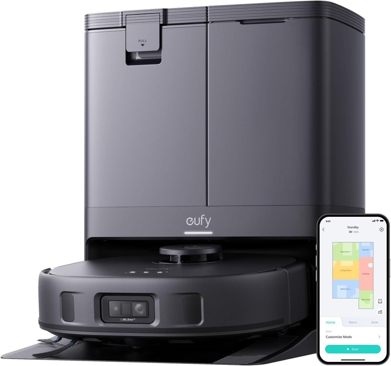 eufy X10 Pro Omni Robot Vacuum Cleaner with Mop. All-in-One Station. 8.000Pa Powerful Suction. Dual Mops. AI Obstacle Avoidance. Auto Mop Washing. Auto-Hot-Air-Drying. Auto-Emptying. Auto-Refilling