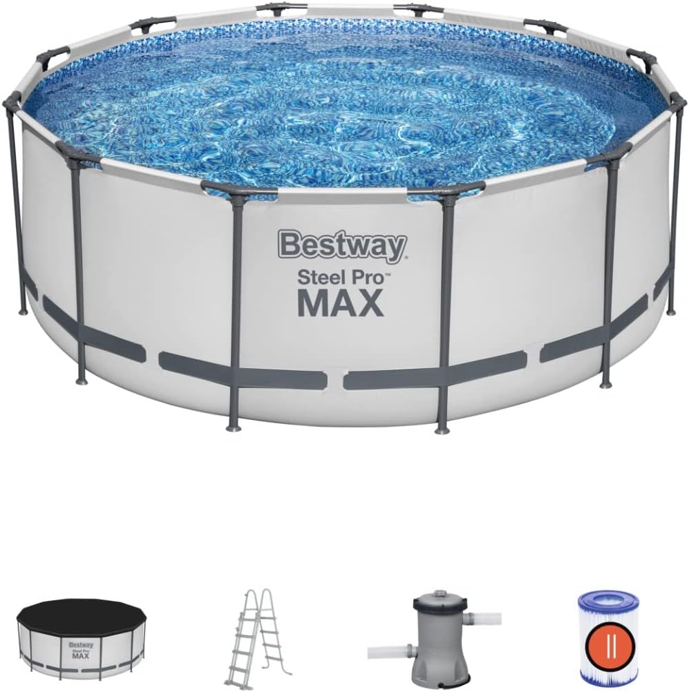 Piscine ronde Bestway Steel Pro Max avec pompe filtrante. grise. 3.6 m