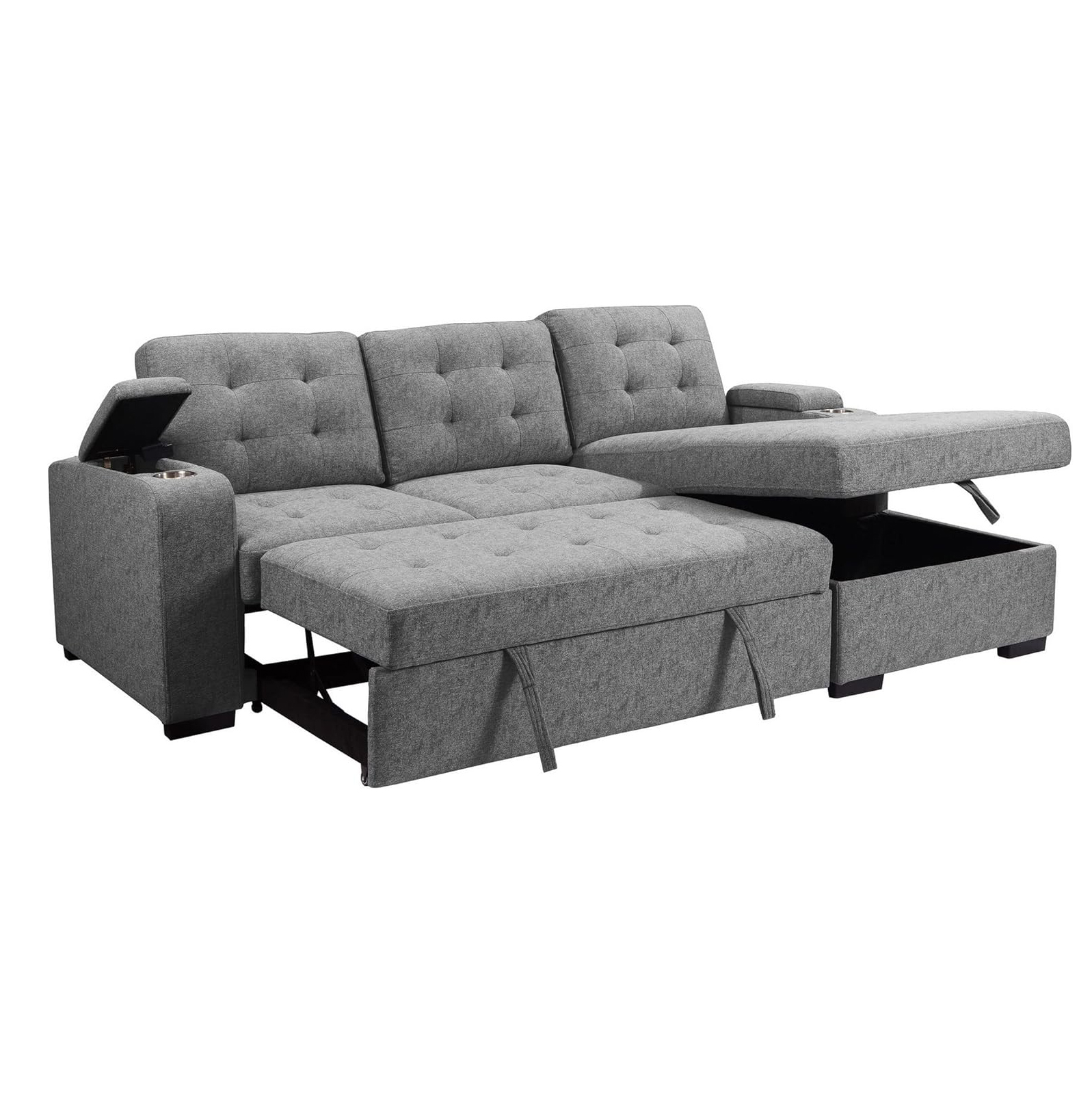 🔥Limited time discount! Benjara 120 Inch Sleeper Sectional Sofa Bed with Storage