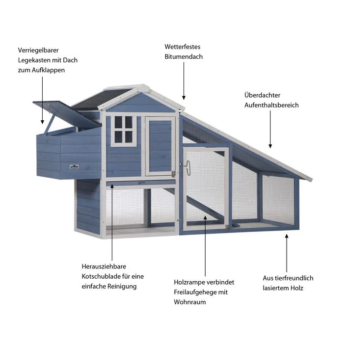Dehner Lieblinge Hühnerstall Cottage. hellblau. ca. B221/H117.5/T73 cm