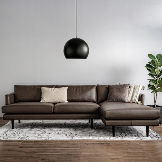 L-Shaped Sofa. Dark Chestnut