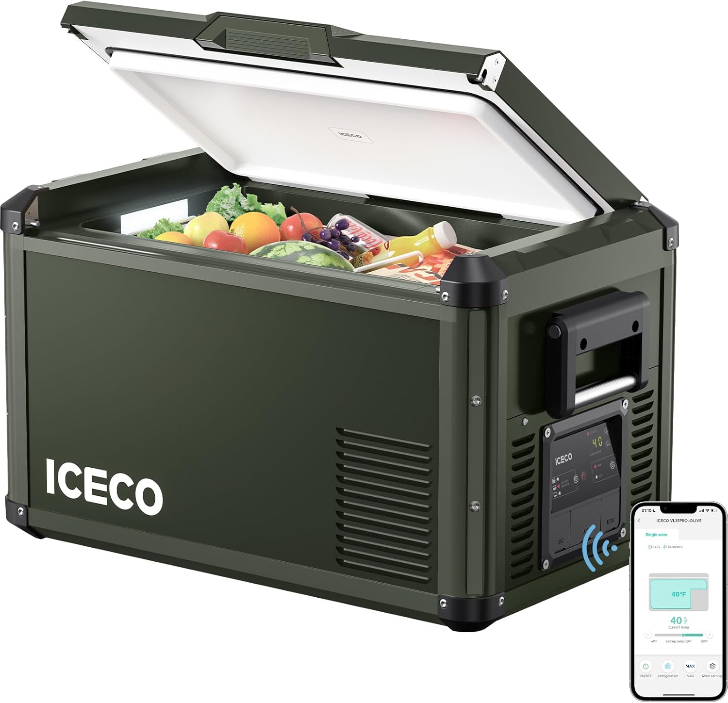 ICECO VL90 ProD Portable Refrigerator. Multi-directional Lid. Dual USB & DC 12/24V. AC 110-240V. 90L DUAL Zone Steel Compact Refrigerator Powered by SECOP. 0℉-50℉. Home & Car Use [Upgrade. 95 Quarts]