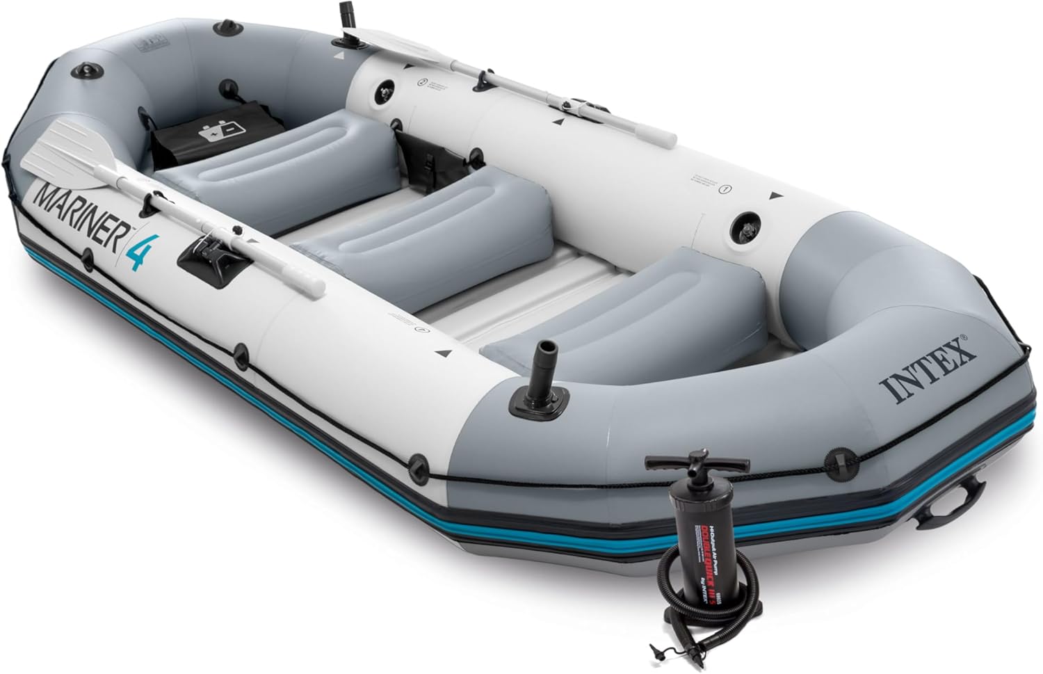 Intex Mariner 4 Set Bateau Gonflable Adulte Unisexe. Gris et Rouge. 328cm x 145cm x 48cm