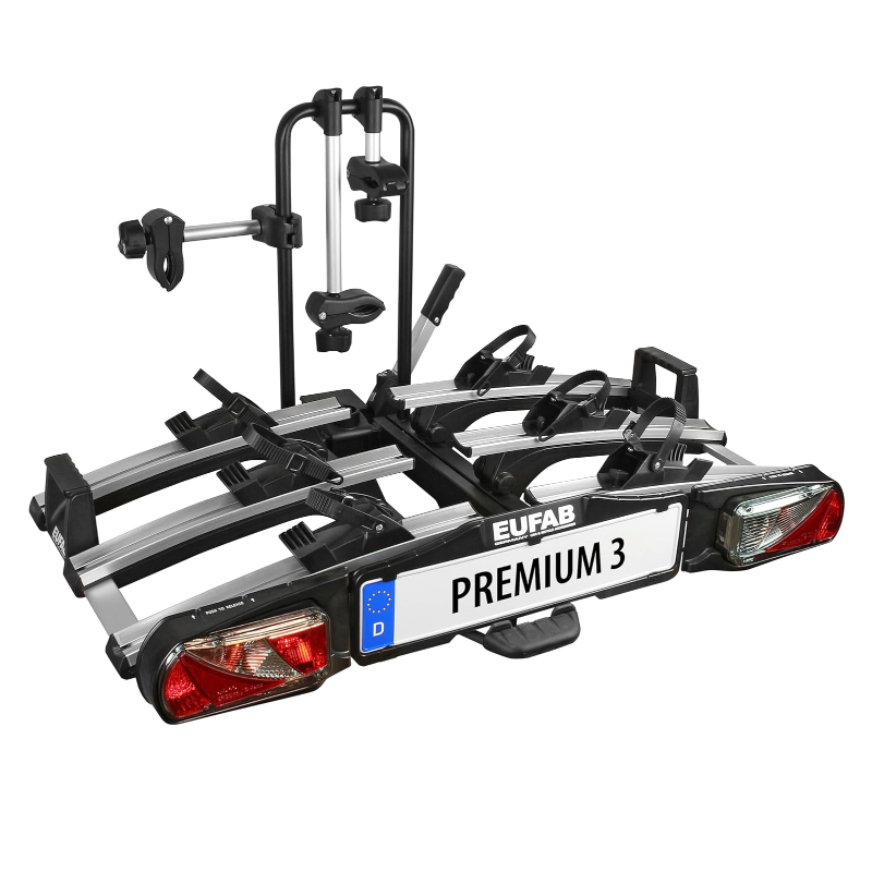 EUFAB 11522 Premium 3 Bicycle Carrier for Towing Hitch. Foldable. for 3 Bicycles