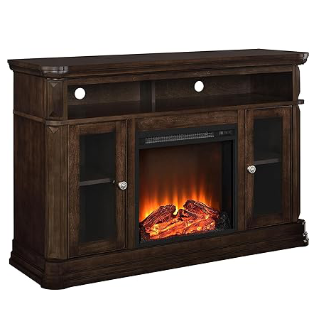 Ameriwood Home Brooklyn Electric Fireplace TV Console for TVs up to 50. Espresso