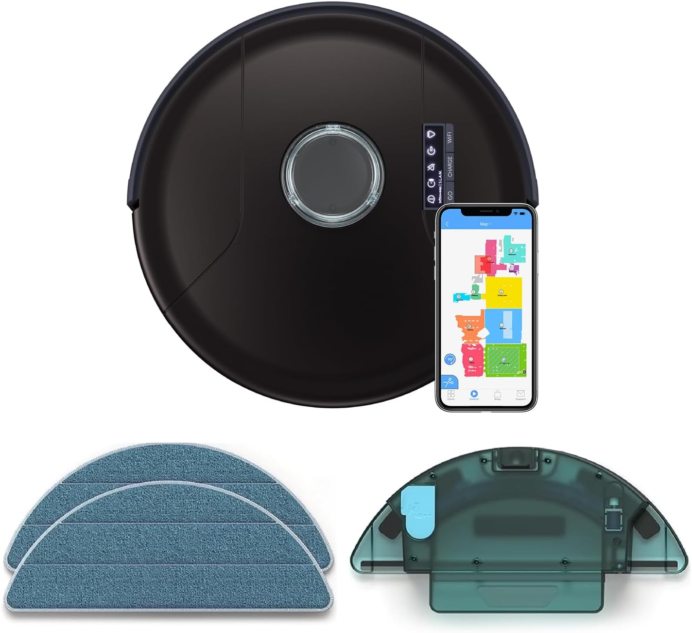 bObsweep PetHair SLAM Robot Vacuum Cleaner with Wet/Dry Mop. Advanced LiDAR Mapping with Editable Map/NoSweep Zones. Alexa/Google Compatible. Good for Pet Hair. Carpet. Hardwood and Tile. in Jet