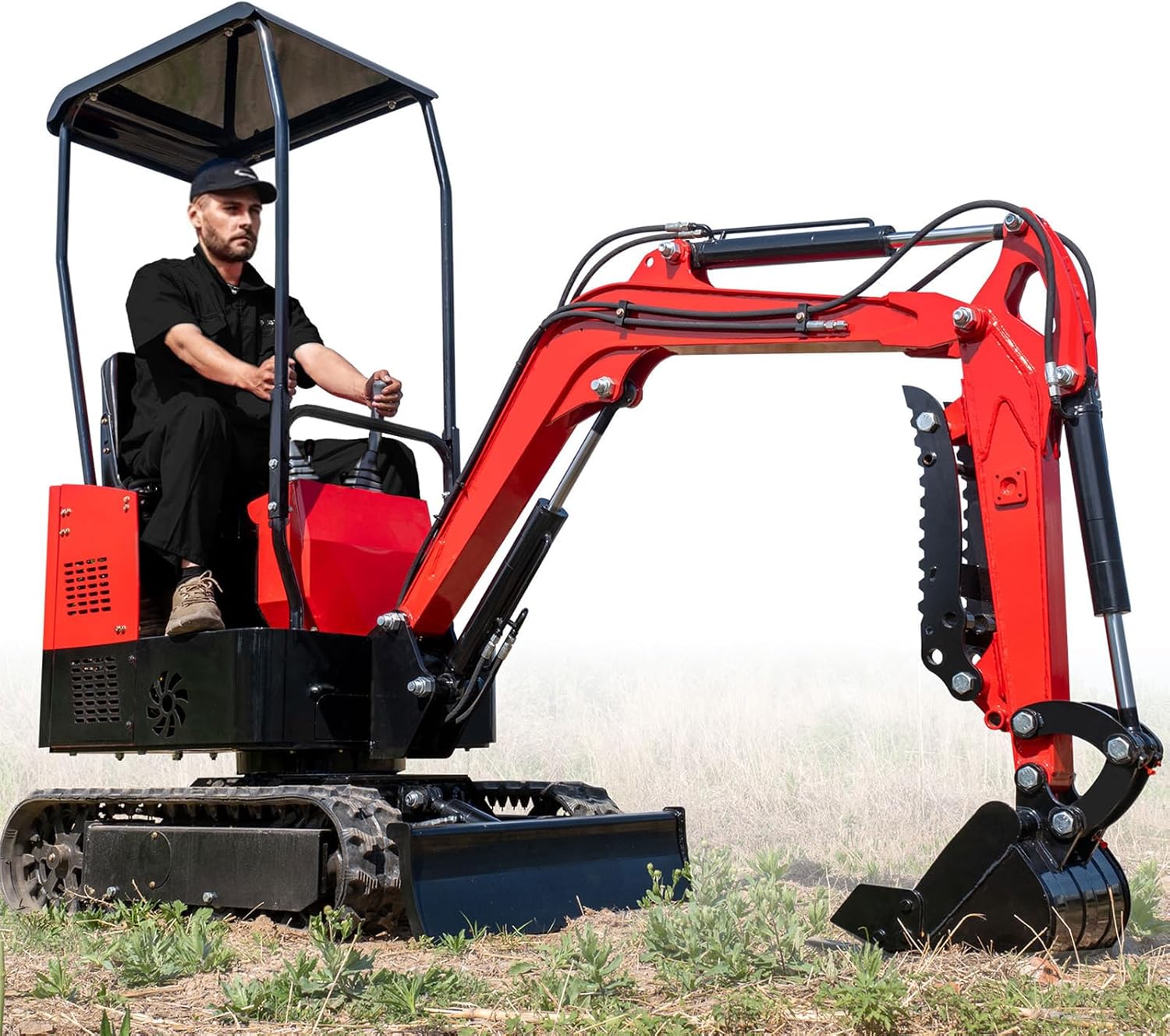 MMS 1 Ton Mini Excavator with 13.5HP Engine. Compact Backhoe Digger. Easy - to - Use Crawler Excavator for Home Use. Gardening. Landscaping & Small DIY Construction Project