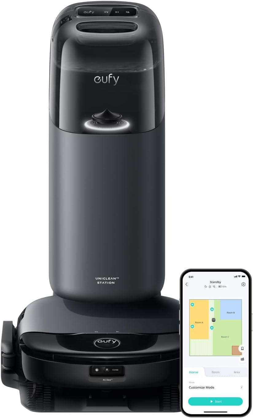 eufy Omni C20. Robot Vacuum Cleaner with Mop. All-in-One Station.7.000 Pa Powerful Suction. Ultra-Slim. Auto Emptying. Washing and Drying for Hands-Free Cleaning. Mop Lifting and Carpet Detection