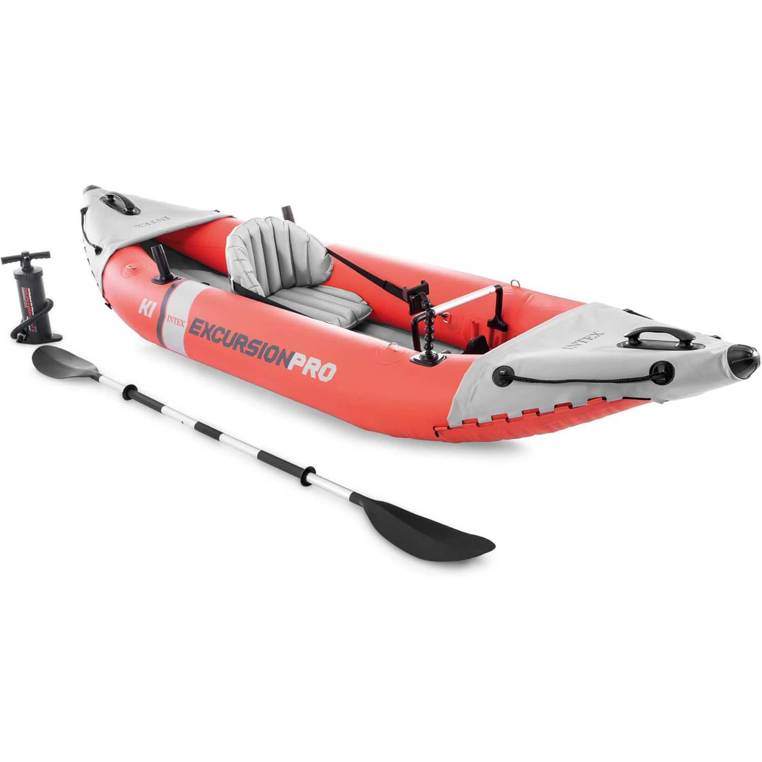 Intex 68309EP Excursion Pro K2 Inflatable Kayak Set: Includes Deluxe 86in Kayak Paddles and High-Output Pump – SuperTough PVC – Adjustable Bucket Seat – 2-Person – 400lb Weight Capacity