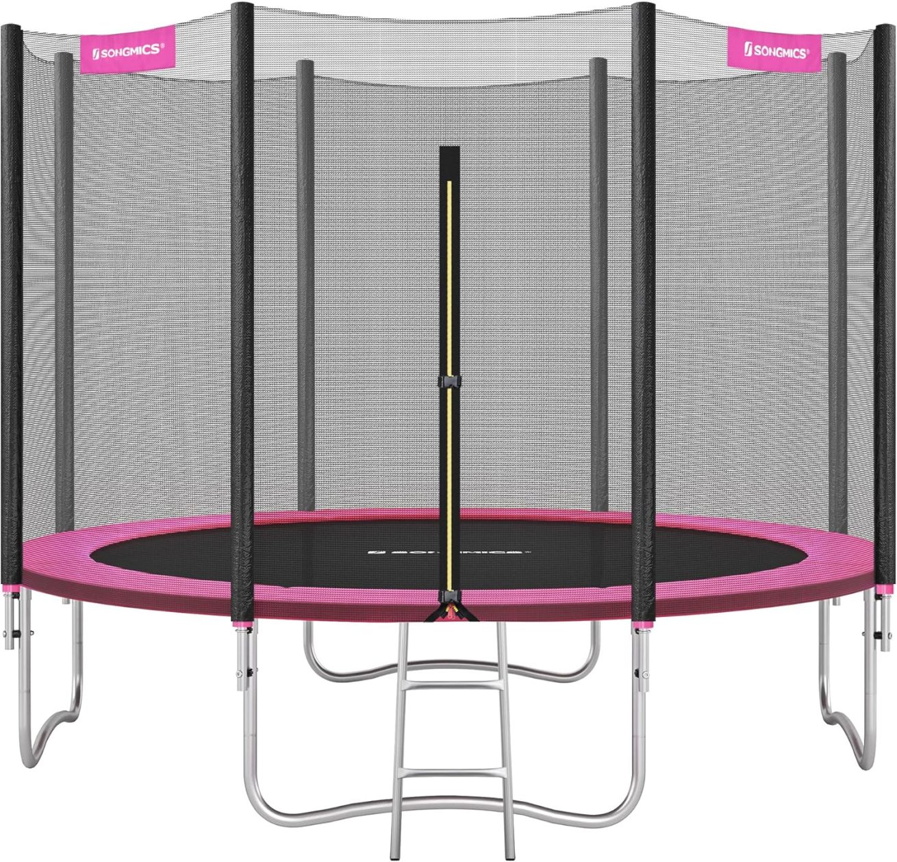 SONGMICS Outdoor Trampoline Ø 366cm. Round Garden Trampoline with Safety Net. Ladder and Padded Poles