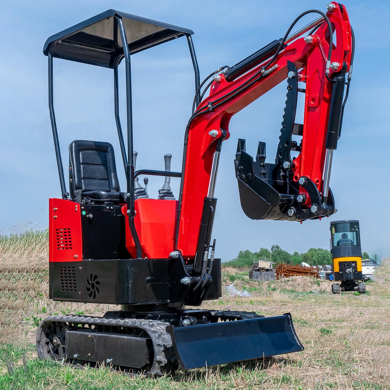 MMS 1 Ton Mini Excavator with 13.5HP Engine. Compact Backhoe Digger. Easy - to - Use Crawler Excavator for Home Use. Gardening. Landscaping & Small DIY Construction Project