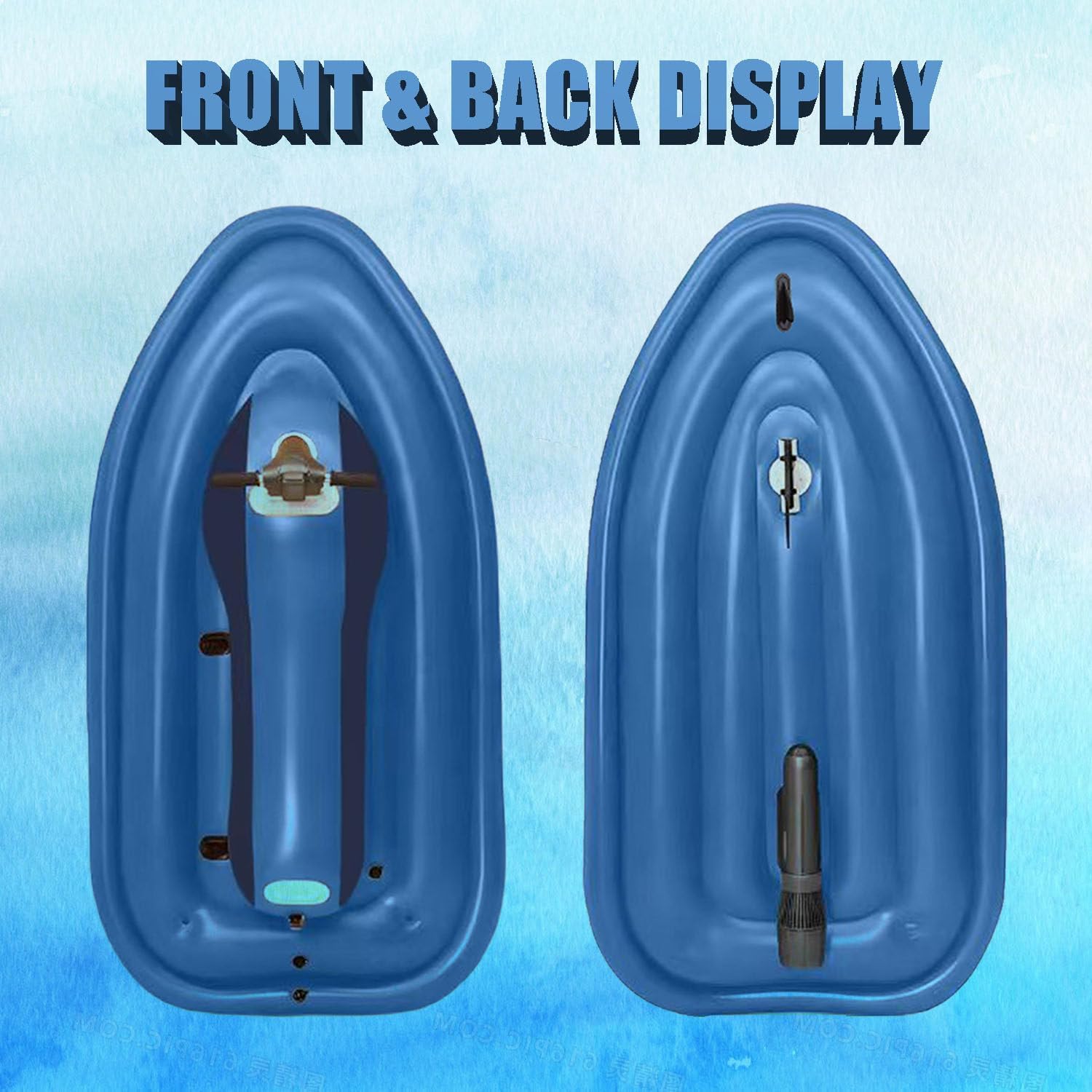 Inflatable Jet Boat for 2 Adults. 485lb Capacity Motorboat with Optional Scooter. Dual-Fin Safety Design. 10-Speed (7km/h Max) & 130Min Runtime for Pool. Lake. Ocean Use