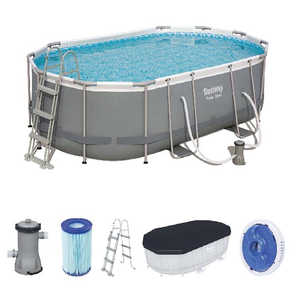 Bestway Power Steel Oval Pool Set 4.88m x 3.05m x 1.07m (16′ x 10′ x 42″)