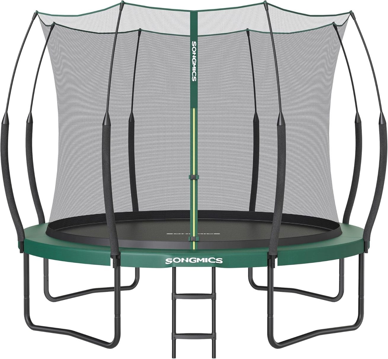 SONGMICS Springless Trampoline Ø 305 cm. Outdoor Trampoline for Children. Elastic Ropes. Safety Net with Zipper. Fiberglass Poles. Safe. Quiet