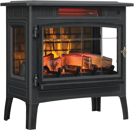 Duraflame Electric Infrared Quartz Fireplace Stove with 3D Flame Effect. Black