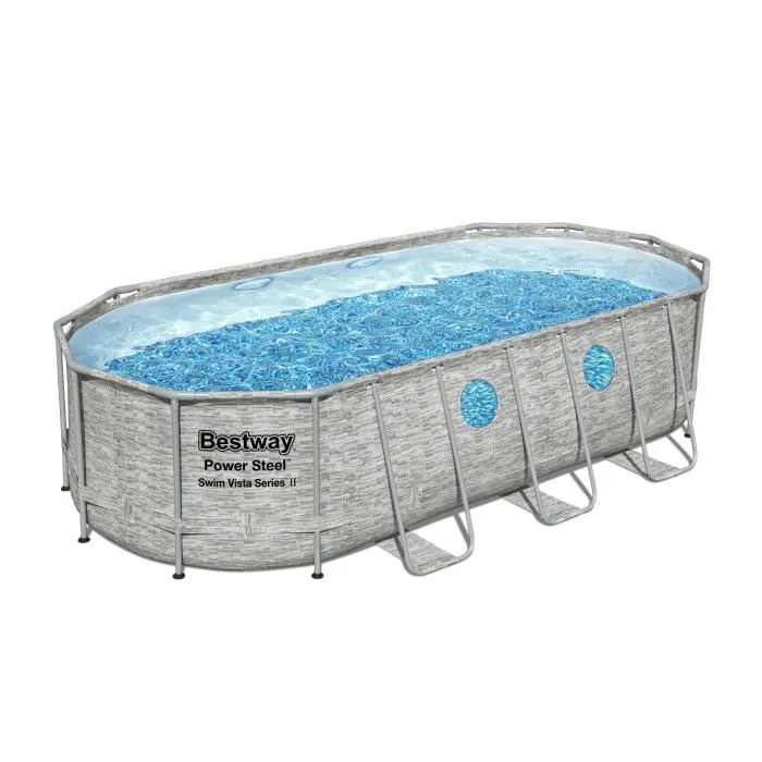 Above Ground Pool Kit - BESTWAY - Power Steel - 549 x 274 x 122 cm - Oval (With filtration pump. ladder. cover)
