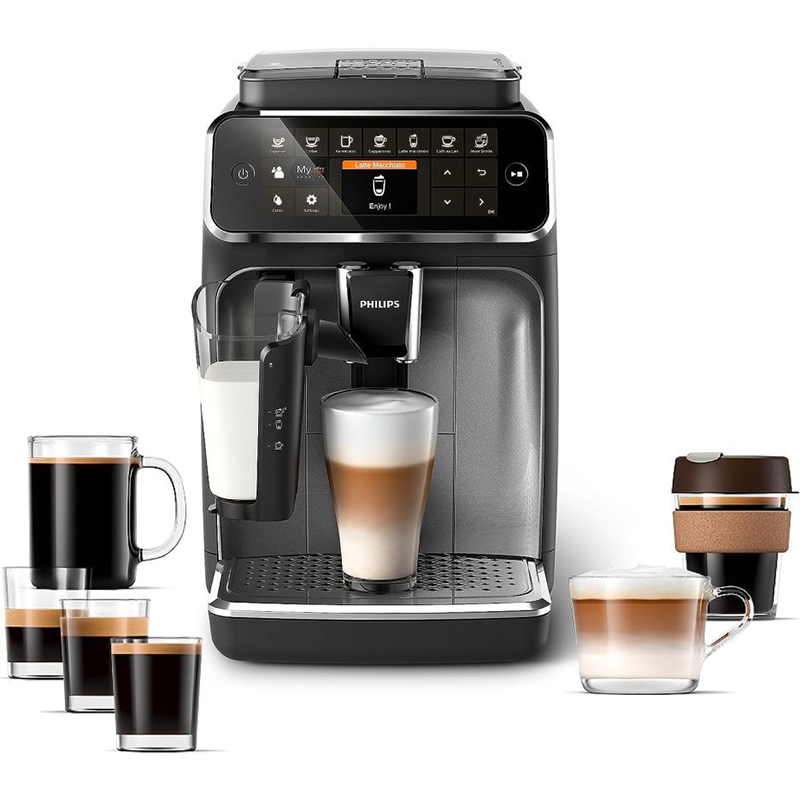 Philips 4300 Series fully automatic espresso machine - LatteGo milk frother. 8 coffee varieties. intuitive touch display. black.