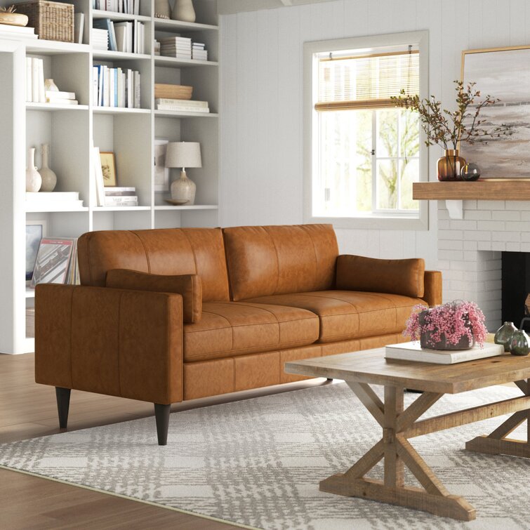 Gaia 81 Genuine Leather Square Arm Sofa