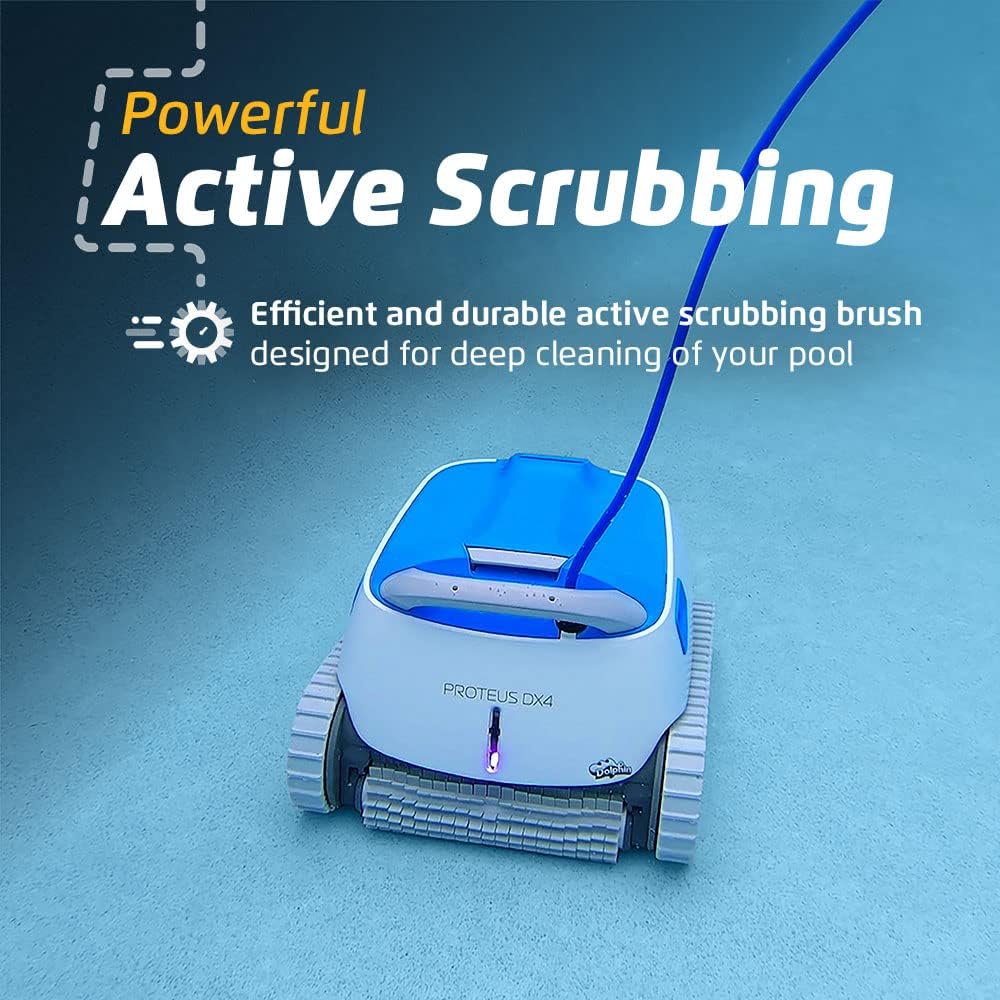 Dolphin Proteus DX4 Automatic Robotic Pool Vacuum Cleaner. Wall Climbing. Waterline Scrubber Brush. Ideal for In-Ground Pool up to 50 FT in Length