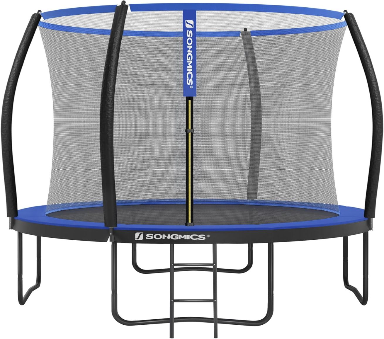 SONGMICS Outdoor Trampoline Ø 305 cm. Round Garden Trampoline for Children with Safety Net. Edge Cover. Ladder and Padded Poles