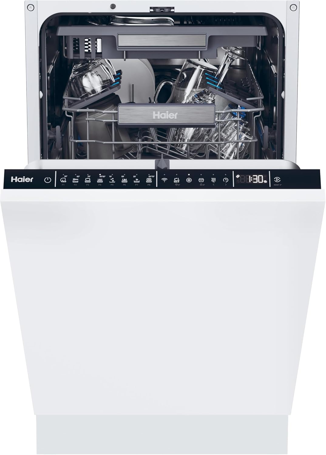 Haier XS 4A4M4PB-80 I-Pro Shine Series 6 Integrated Dishwasher. 14 place Setting. Black Bezel. A Rated