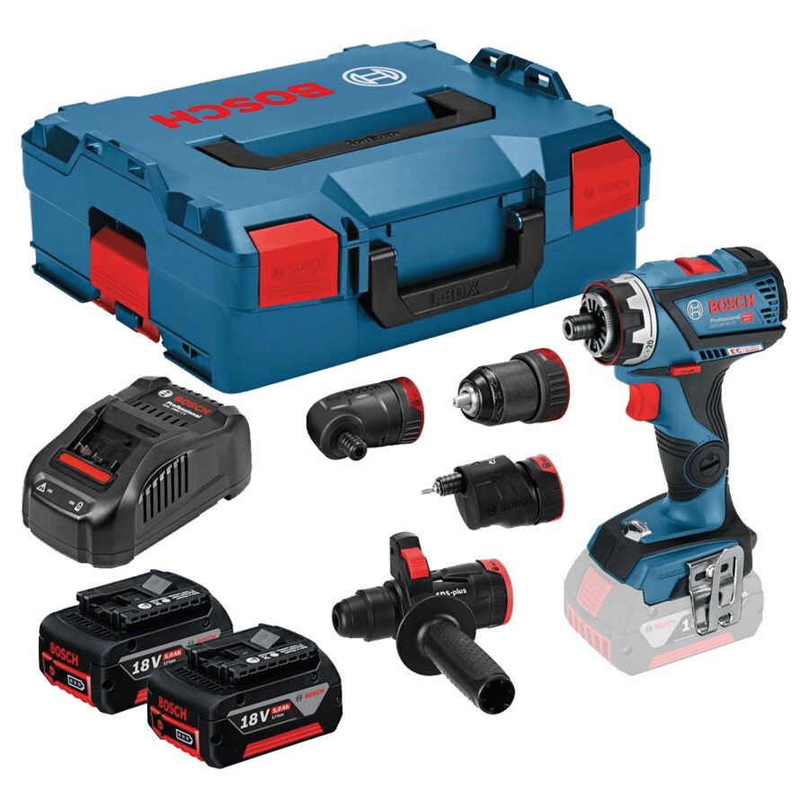 Bosch GSR 18 V-60 FCC FlexiClick Drill Driver & 2x5Ah Batteries. Chucks & Kit