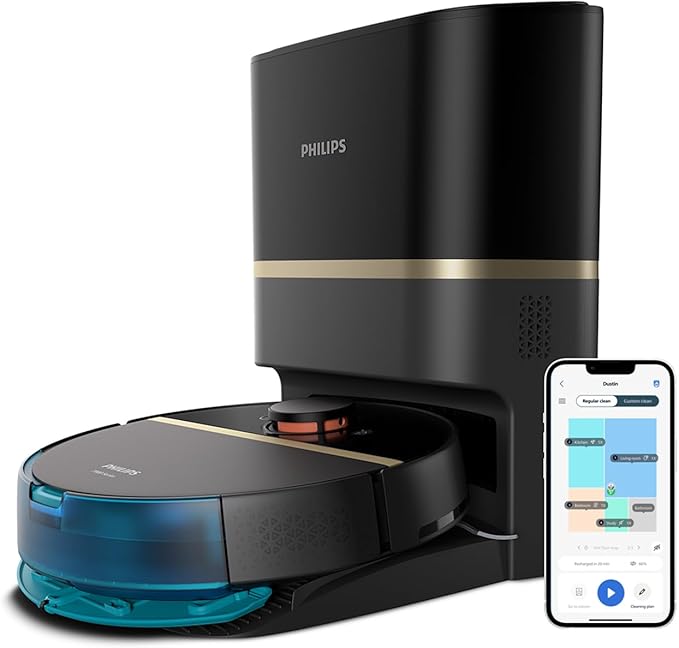 Philips HomeRun 2000 Series: 2-in-1 robot vacuum cleaner and mop. suction power 2700 Pa. run time 130 minutes. laser navigation. carpet enhancement. app control. white (XU2000/20)